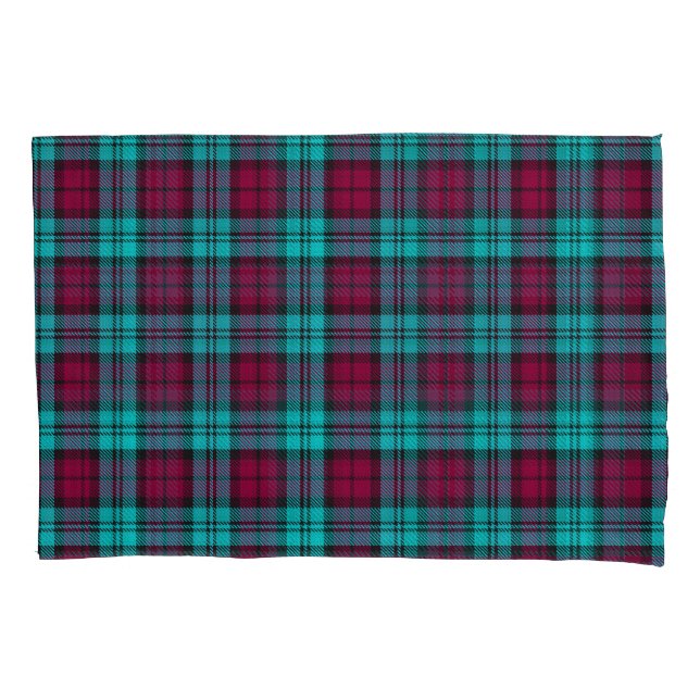 Blue Red Campbell Tartan Blackwatch Plaid Pillowcase (Front)