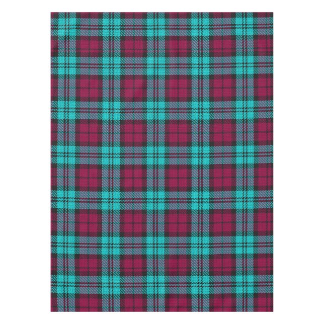 Blue Red Campbell Tartan Blackwatch Plaid Tablecloth (Front)