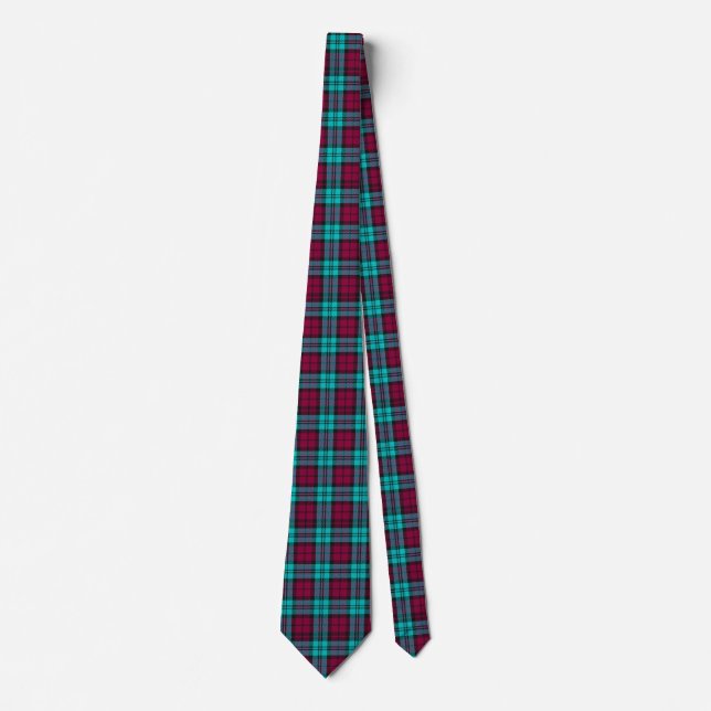 Blue Red Campbell Tartan Blackwatch Plaid Tie (Front)