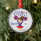 Blue & Red Cheer Brunette Cheerleader Ornament