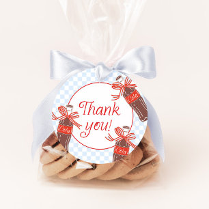 Blue & Red Chequered Retro Soda Baby Shower Favour Tags