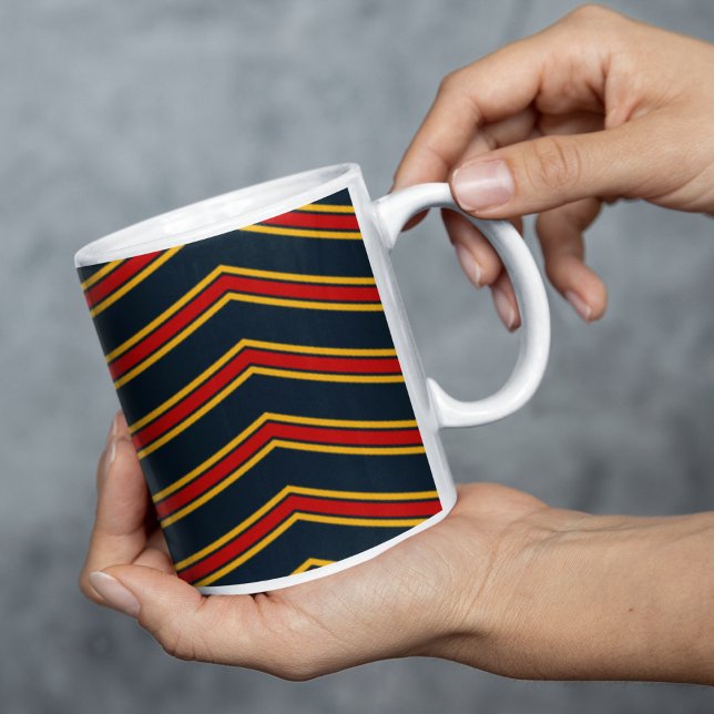 Blue Red Chevron Stripes Cutting Board Coffee Mug (mugs and cups)