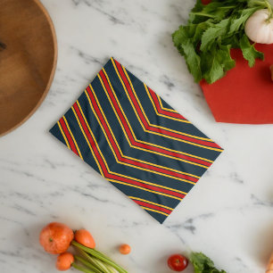 Blue Red Chevron Stripes Cutting Board Tea Towel