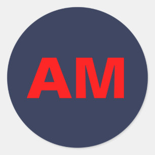 Blue Red Colours Monogram Initial Letters Classic Round Sticker