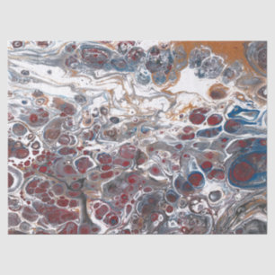 Blue Red Copper White Abstract Decoupage Tissue Paper