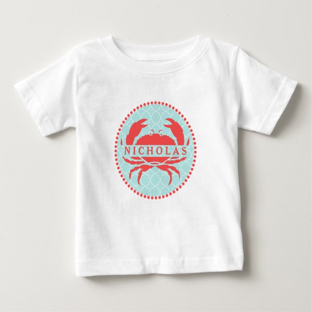 Blue+ Red Crab Romper Baby T-Shirt (Front)