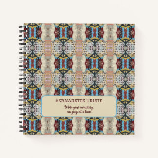 Blue Red Cream Geometric Seamless Pattern Notebook