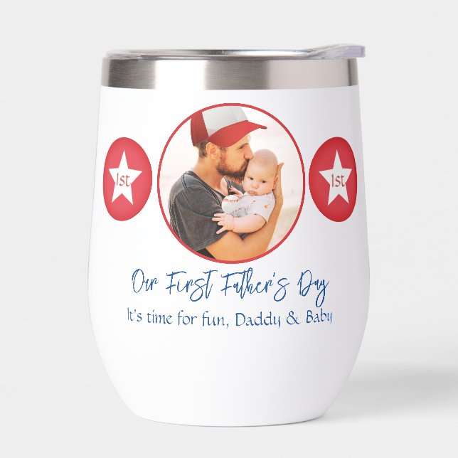 Blue Red Dad Cute Photo Collage First Fathers Day (Left)