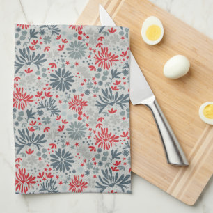 Blue & Red Ditzy Floral Tea Towel