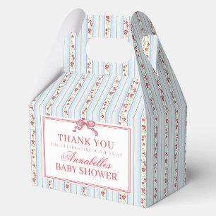 Blue & Red Fancy Floral Baby Shower Gable Favor Favour Box