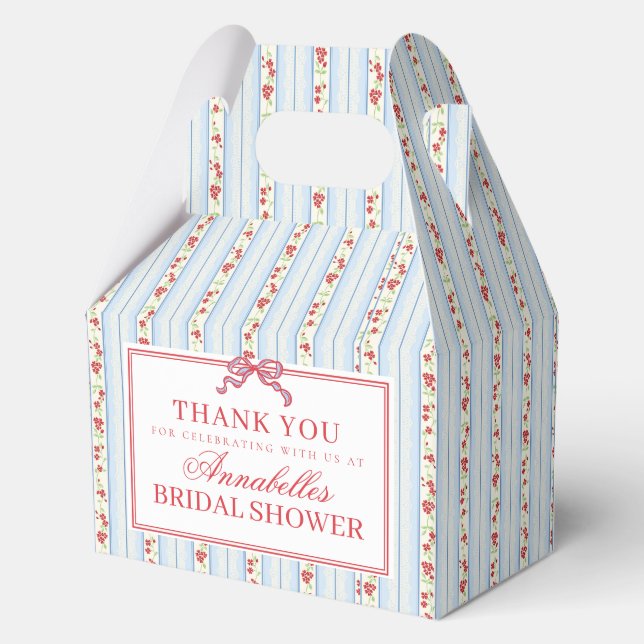 Blue & Red Fancy Floral Bridal Shower Favour Box (Front)