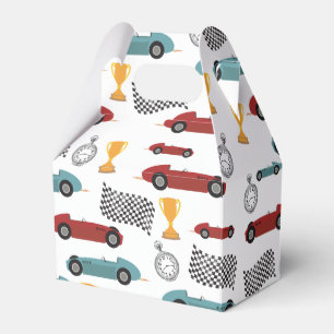 Blue & Red Fast Retro Vintage Racing Cars Favour Box