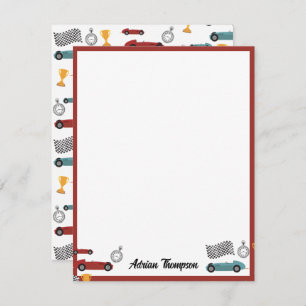 Blue & Red Fast Retro Vintage Racing Cars Kids Card