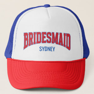 Blue + Red Faux Glitter BRIDESMAID Bachelorette Trucker Hat