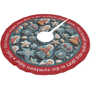 Blue Red Festive Christmas Angels Brushed Polyester Tree Skirt