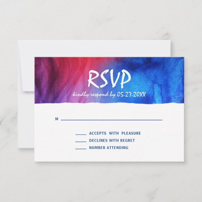 Blue Red Fire Ice | Star of David Bar Mitzvah RSVP Card (Front)