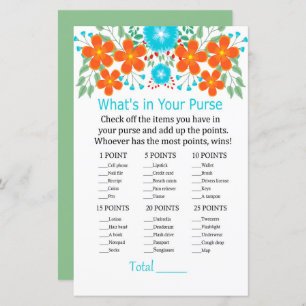 Blue Red Flowers What's in your purse game