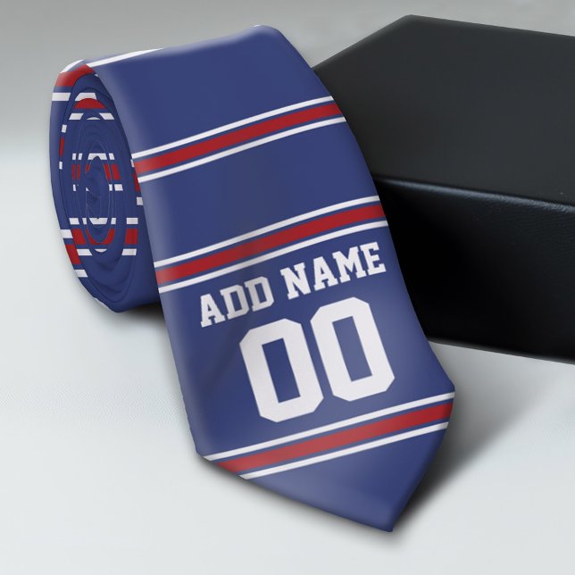 Blue Red Football Jersey Custom Name Number Tie (Custom Tie)