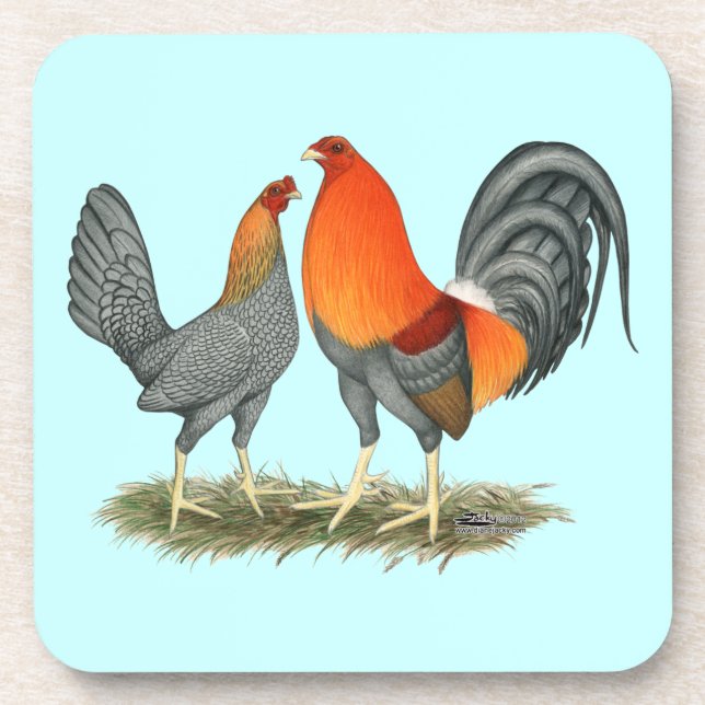 Blue Red Gamefowl Coaster (Front)