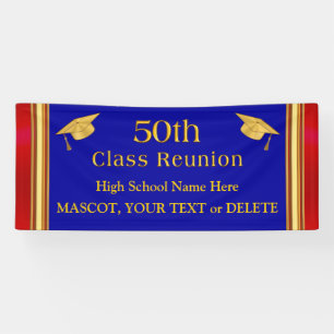 Blue, Red, Gold Custom, 50th Class Reunion Banners