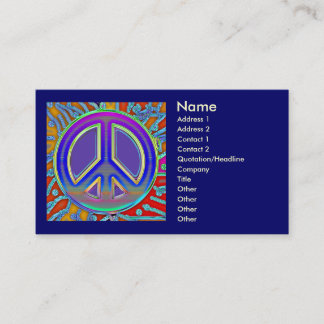 Blue Red Gold Fine Peace Sign Business Card