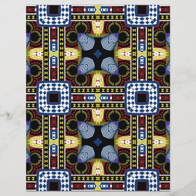 Blue Red Green Collage Journal Scrapbook Paper (Front)