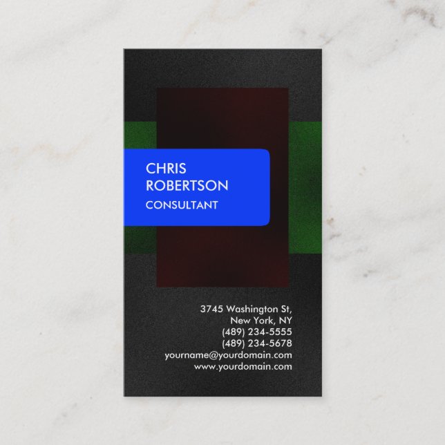 Blue Red Green Grey Attractive Business Card (Front)