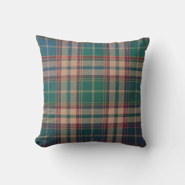 Blue Red Green Holiday Winter Christmas Plaid Cushion (Front)