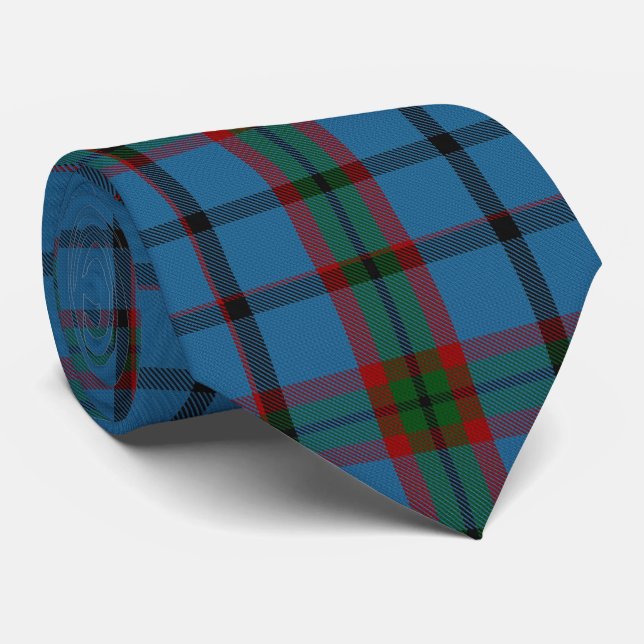 Blue Red Green Large Tartan Plaid Flannel Tie (Rolled)