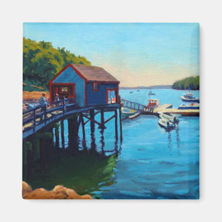 Blue Red Green Maine Harbour with Tours Magnet
