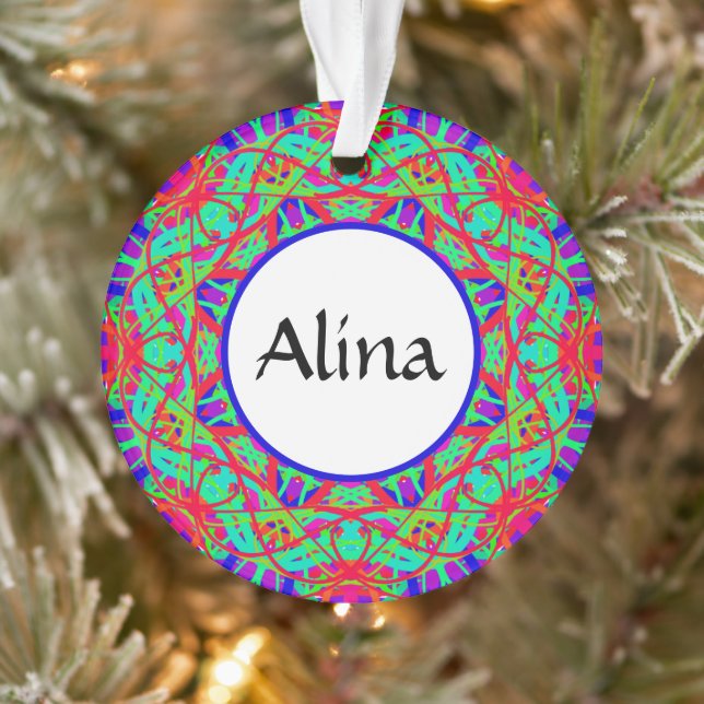 Blue Red Green Mandala Customisable Boho Christmas Ornament (Tree)