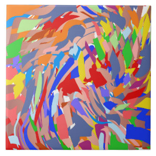 Blue Red Green Rose Gold Abstract Design Ceramic Tile