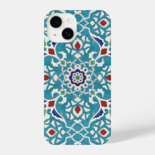 Blue Red Green White Portuguese Azulejo Pattern iPhone 14 Case