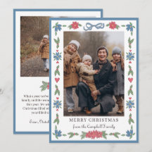 Blue Red Hand Drawn Nordic Photo Merry Christmas