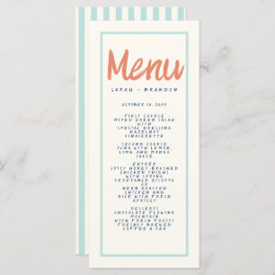 Blue Red Handwriting Typography Retro Wedding Menu