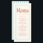 Blue Red Handwriting Typography Retro Wedding Menu<br><div class="desc">Blue Red Striped Handwriting Typography Retro Wedding Menu</div>
