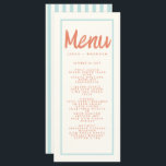Blue Red Handwriting Typography Retro Wedding Menu<br><div class="desc">Blue Red Striped Handwriting Typography Retro Wedding Menu</div>