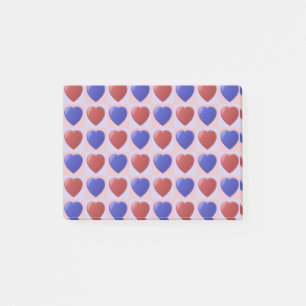 Blue Red Heart Checker pattern Valentine Post-it Notes