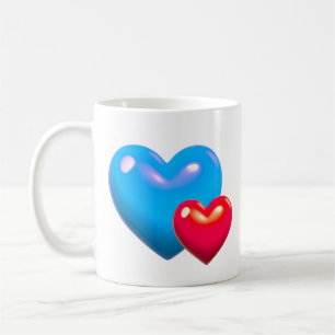 Blue & Red Heart Coffee Mug