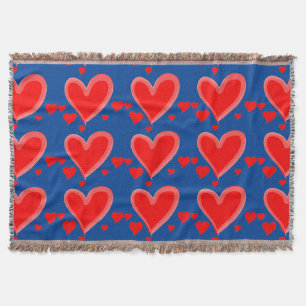 blue red hearts valentines day blanket