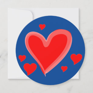 blue red hearts valentines day wedding invitation