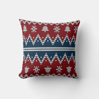 Blue Red knit pattern  Cushion
