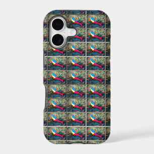 blue red mermaid pattern case