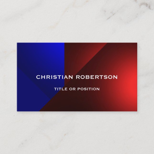 Blue Red Modern Simple Plain Business Card (Front)