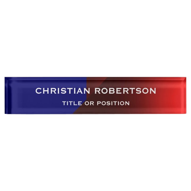 Blue Red Modern Simple Plain Business Nameplate (Front)