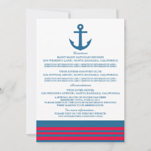 Blue Red Nautical Anchor Information Card