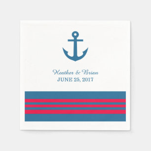 Blue Red Nautical Anchor Paper Napkins
