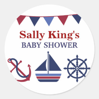 Blue & Red Nautical Baby Shower Sticker