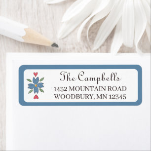 Blue Red Nordic Flower Christmas Return Address Label