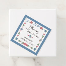 Blue Red Nordic Frame Merry Christmas To From